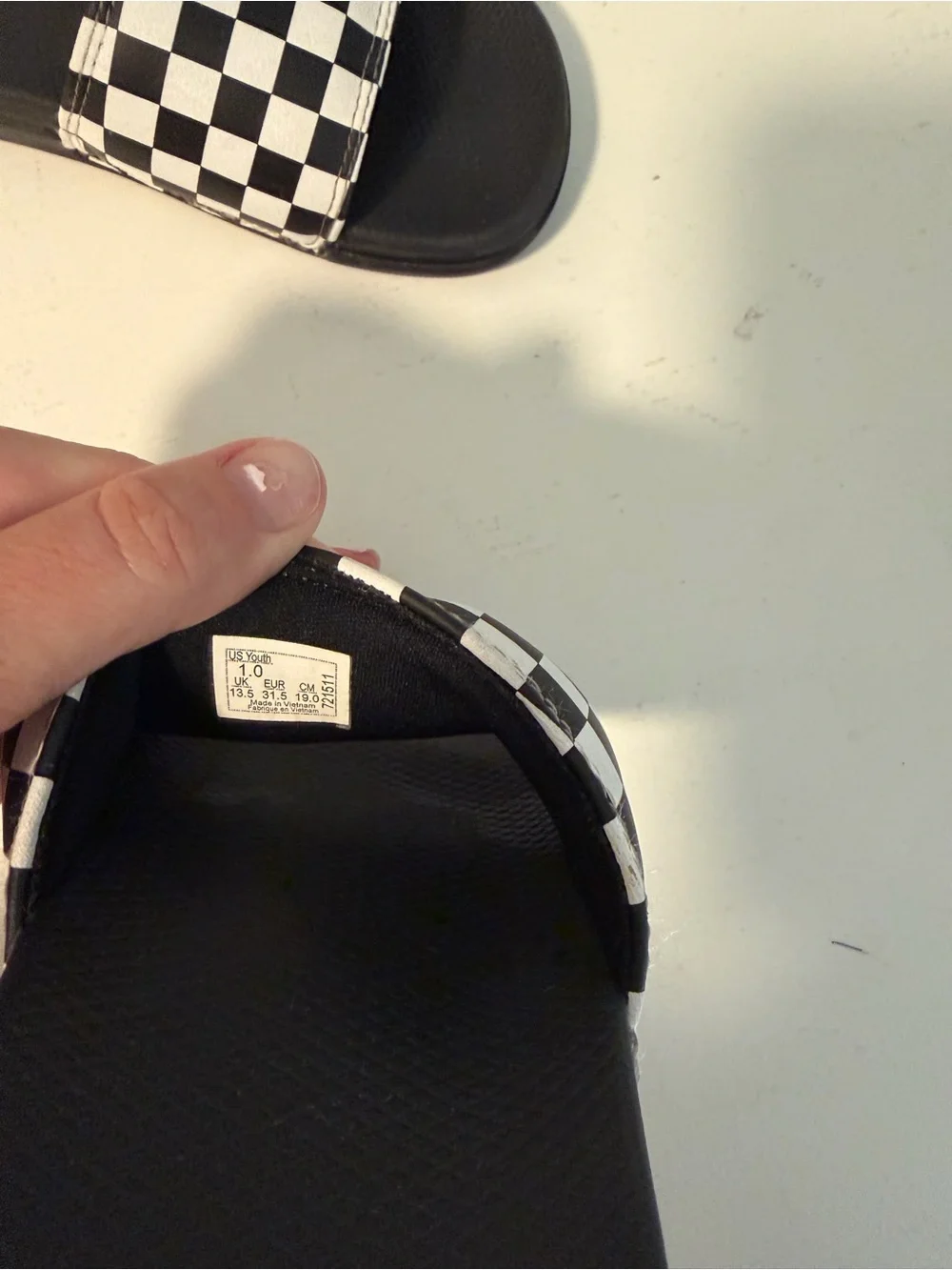 Vans Kids Checkerboard Slide Sandals - Black & White